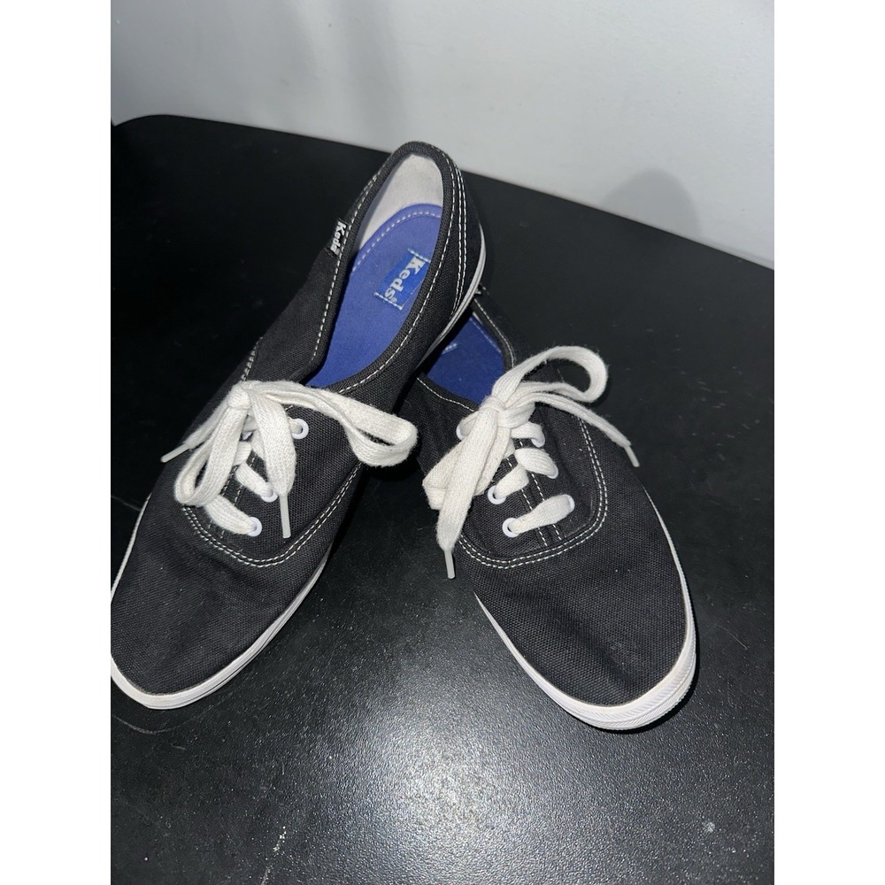 Keds Black White Canvas Champion Original Laceup Sneakers Shoes Women 8.5